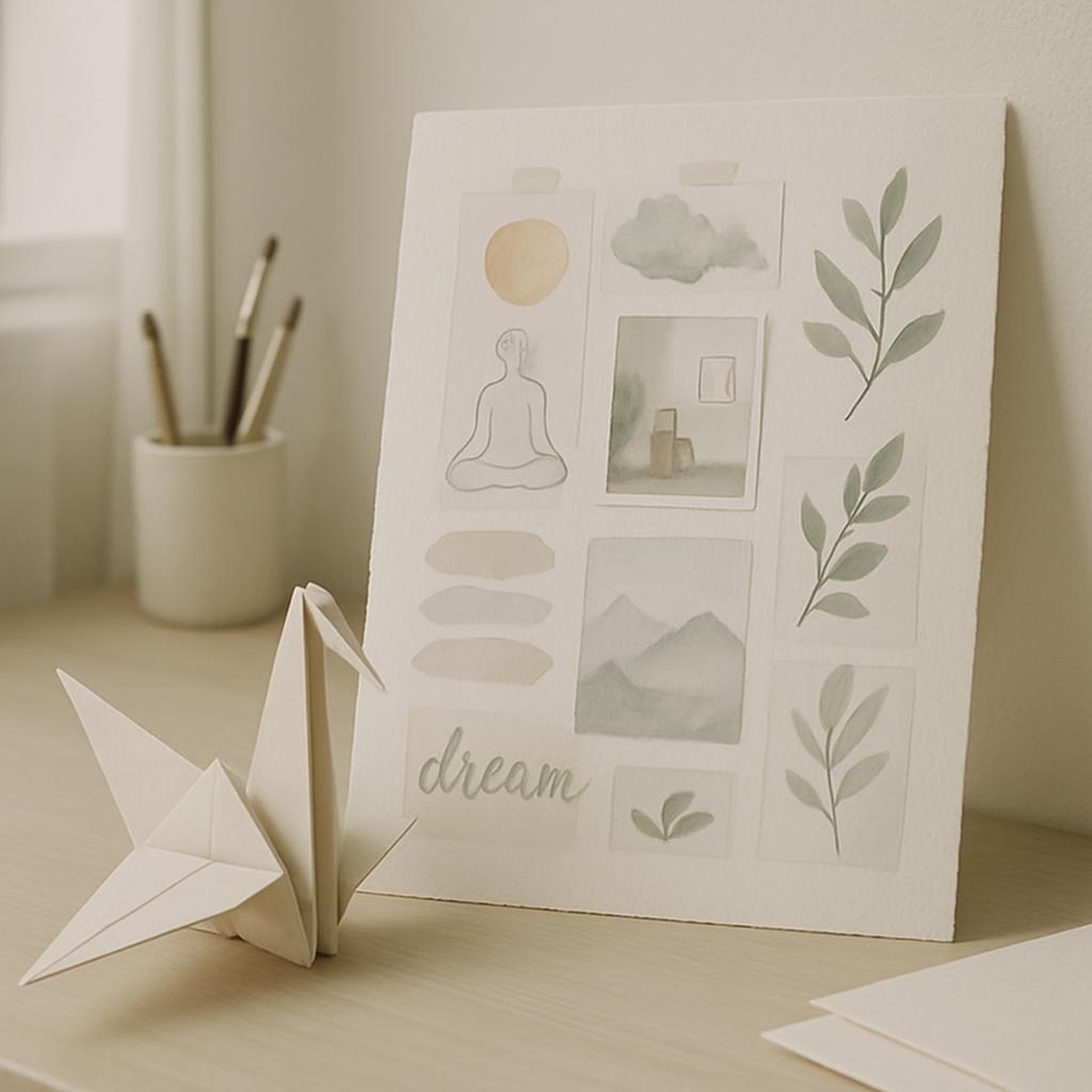 Objetos decorativos blancos y Aceite de vegetales simples.